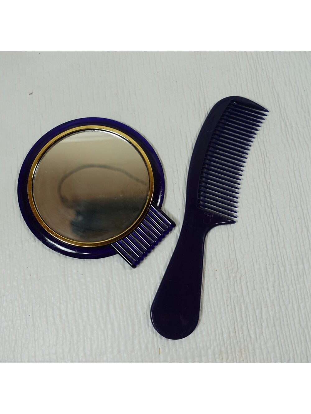 Vintage ESTEE LAUDER hair comb & mirror small purse Travel Size blue gold trim